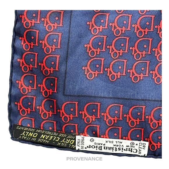 🔴 Christian Dior Trotter Monogram Silk Scarf - Navy Red - Picture 6 of 8